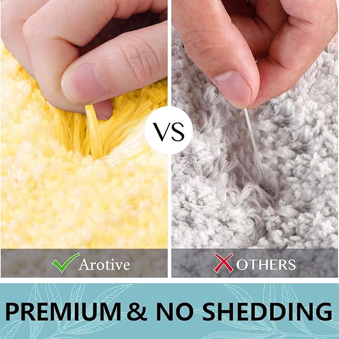 Arotive Microfiber Bathroom Rugs, Shaggy Soft and Absorbent Bath Rug, Non-Slip, Thick Plush Machine Washable Dry Bath Mats for Bathroom, Tub and Shower, 47x24, Yellow, Rectangular