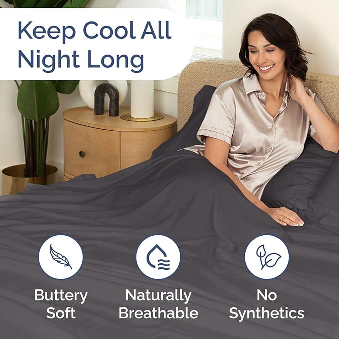Extra Deep Pockets 400 Thread Count 100% Cotton 4 Piece King Size Bedding Sheet Set - Breathable & Cooling - Hotel Luxury Bed Sheets Set - Extra Soft, Wrinkle Free & Comfy Dark grey Bedding Sheet Set