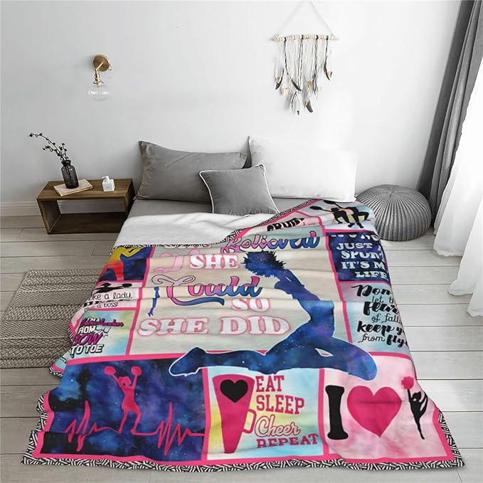 Cheerleader Blanket Cheerleading Throw Blanket Soft Fleece Flannel Cheer Gifts for Women Girls Lovers Adults Stuff Plush for Couch Sofa Bed Room Decor 60"X80"