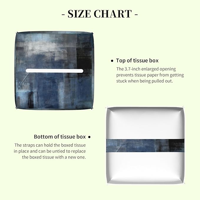 Blue and Brown Art Painting Tissue Box Cover,Abstract Boho Art Waterproof Leather Square Tissue Box Cover Case Facial Paper Organizer Dispenser Box Holder for Home Office Bathroom Vanity Countertop