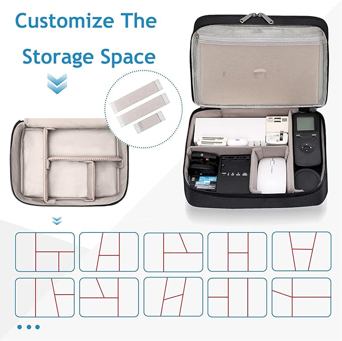 OliviaLiving Electronics Travel Organizer, Double Layer Cable Organizer Bag Waterproof Electronics Accessories Storage Bag for Charger, Phone, Power Bank, Hard Drive, Cord, Tablet
