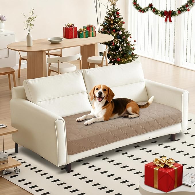 CYCMACO Waterproof Dog Bed Cover Pet Blanket, Soft Couch Cover for Dogs Washable, Non-Slip Dog Blanket Protect Furniture Couch Sofa Car for Puppy Large Dogs Cat (30x53 Inch, Khaki)