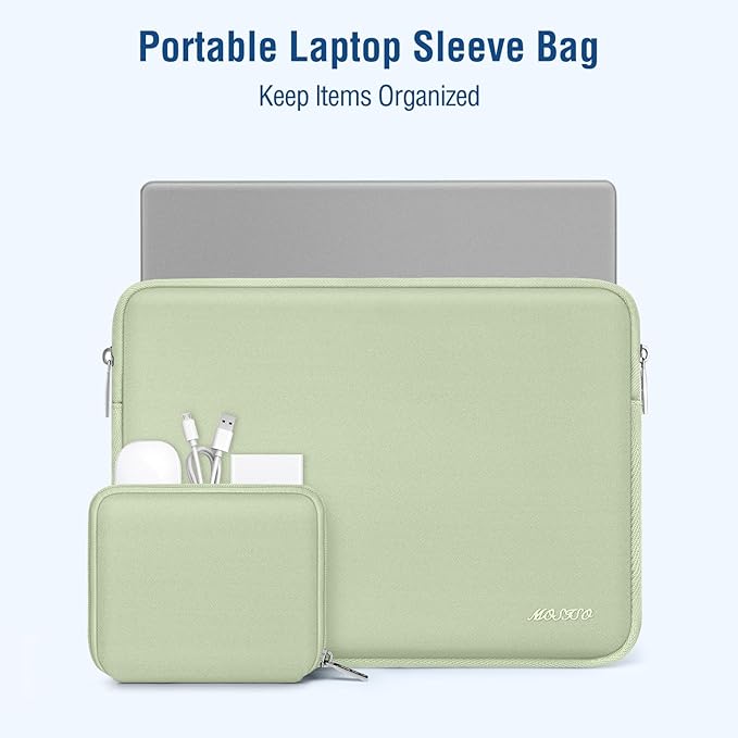 MOSISO Laptop Case 13.3 inch, 13-13.3 inch Laptop Sleeve Bag Compatible with MacBook Air/Pro 13/Pro 14 M5 M4 M3 M2 M1, HP Dell ASUS Lenovo, Neoprene Computer Sleeve Bag with Small Case, Sage Green
