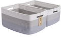 MiniArk Large Storage Baskets for Shelves, Closet Organizers Bins for Clothes Blanket Towels, Baby Nursery, Toy Baskets Box, Woven Rope Baskets, 17 x 13 x 7.5”, 2 Packs Gradient Grey