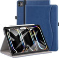 ZtotopCases for iPad Pro 11 Inch Case (M5) 2025/ (M4) 2024 - PU Leather Smart Cover, with Auto Wake/Sleep, Multiple View Angles, Hand Strap & Pocket - Navy Blue