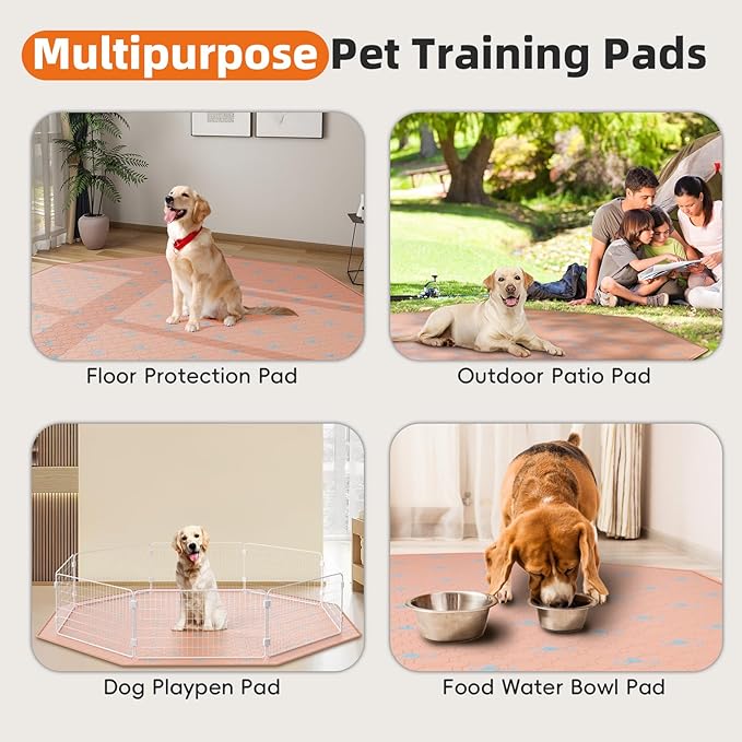 PJYuCien Washable Pee Pads for Dogs 2 Pack, 67" x 26" Octagonal Non-Slip and Leak-Proof Pee Mat, Puppy Training Pads for Whelping, Playpen, Crate, Bed （24/30/36/42'' 8 Panels Pen）