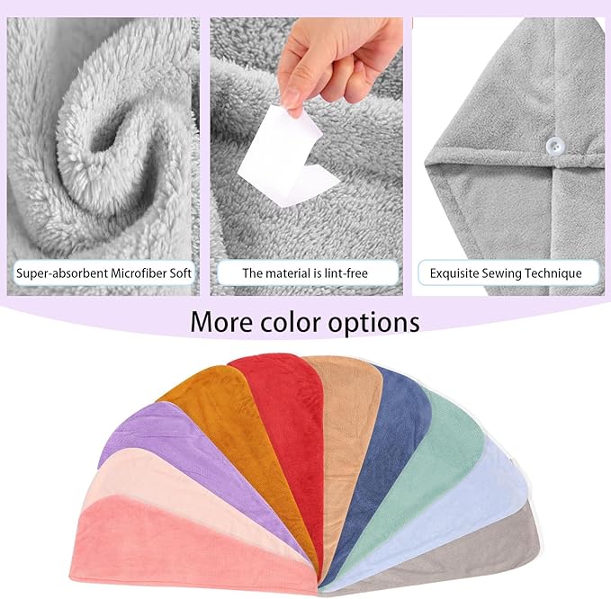 AGKXHDEC 2 Packs Single Layer Microfiber Hair Turbans - Drying Wrap for Women (Gray,Brown)