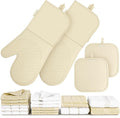 Silicone Oven Mitts Pot Holder Kitchen-Towels100% Cotton Dish Towels for Kitchen,Super Soft and Absorbent Kitchen Hand Towels/Tea Towels.Pot Holder,Oven Mitt Heat Resistant,Silicone Grip,Gift Set