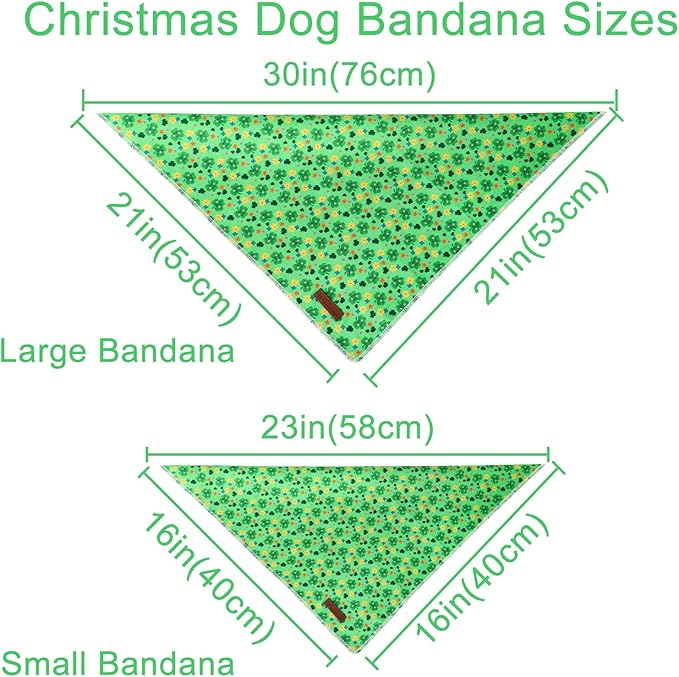 UP URARA PUP St. Patrick's Day Dog/Cat Kerchief, Shamrock Triangle Bid Scarf for Small/Medium Pets, Cotton Green Bandana for Girl/Boy Dogs or Cats