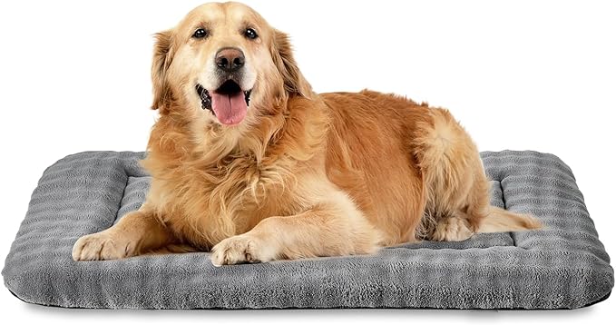 Yaning Dog Bed Mat Crate Pad for Large Dogs, Washable Soft Pet Sleeping Mat Kennel Pad with 3D Bubble Pattern, Grey, 42"x 28"