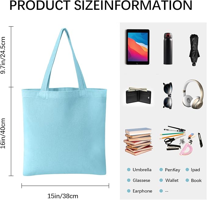OKBA 10-Pack Blank Reusable Grocery Shopping Cloth Bags canvas tote bags Bulk DIY custom