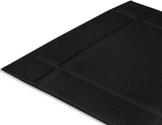 Ample Decor Bath Mats 100% Cotton 24 X 17 & 34 X 20 Inches, Oeko Tex Certified 1350 GSM Solid Construction Thick & Plush, Super Absorbent for Bathroom Floor, Shower – Black