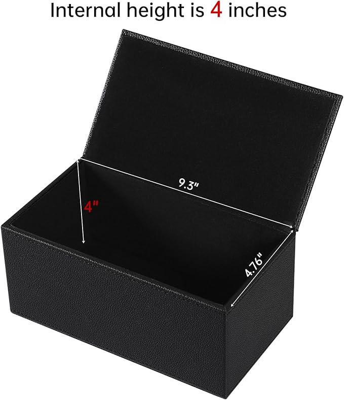 JLAMBOM Rectangle Tissue Box Cover for 120 to 160 Count Box of Tissues, PU Leather Tissue Holder with Magnetic Closure (Black)