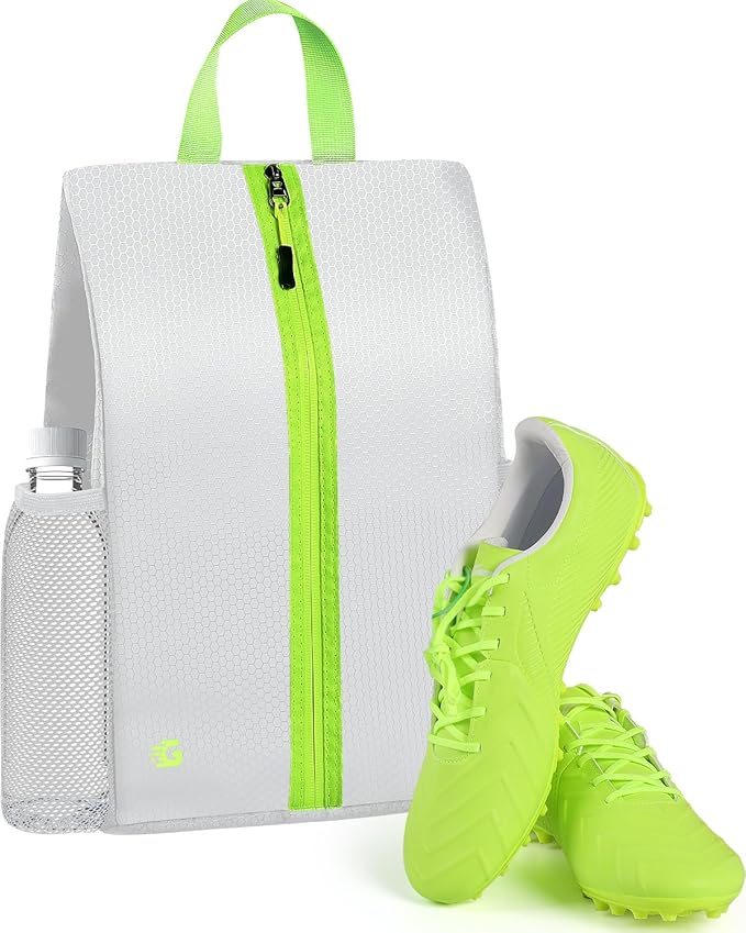 GLORIEROO Smell Proof Shoe Bags for Travel-Soccer Cleat Bag Smell Proof with Active Carbon Fabric | Odor-Absorbing Water-Resistant Track Shoe bags for Sports (Grey, UP TO US14)