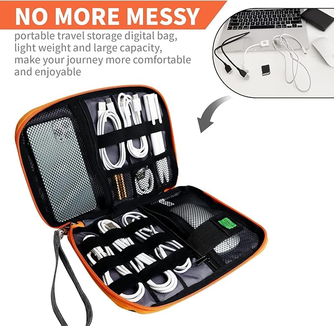 Lcsmaokin Electronics Travel Organizer,Portable Waterproof Electronic Travel Storage Bag for Small Charging Cord Storage,Charger,SD Card etc,for Travel,Business-Blue Black