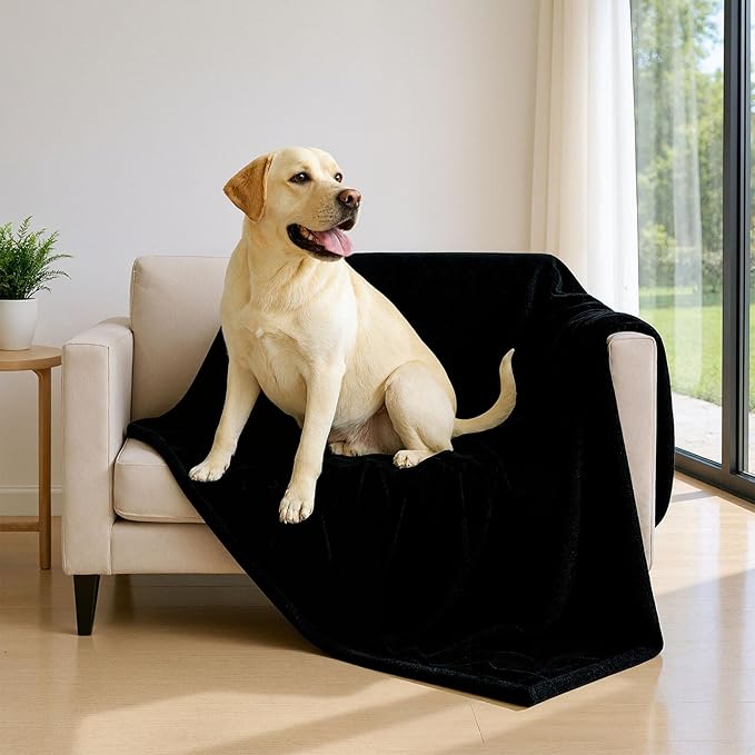 Waterproof Pet Blanket, Flannel Dog Blanket, Liquid Urine Leak-Proof, Furniture Protection Pads, Double-Sided, Large Space, Suitable for Small, Medium, Large Dogs, Cats, White, L(65" x 57")