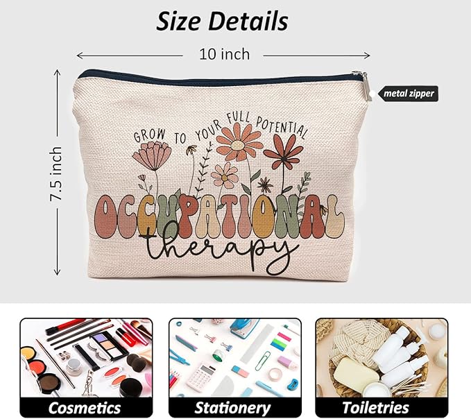 IWXYI Occupational Therapy Gifts,Boho Therapist Occupational Therapy Makeup Bag Make up Bag Zipper Pouch Travel Toiletry,Therapist Gifts,Ot Gifts,Gifts For Occupational Therapy