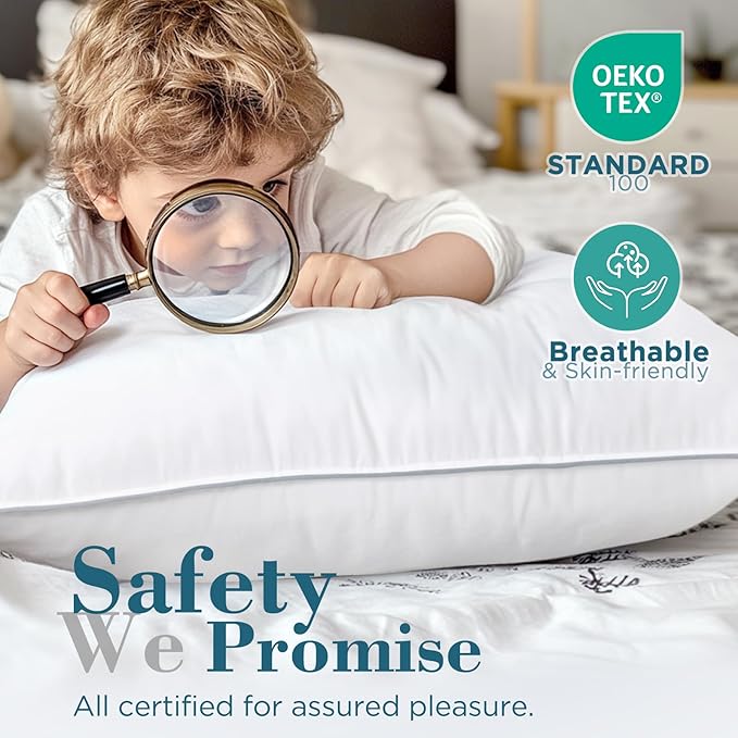 viewstar Bed Pillows Queen Size Set of 2, Hotel Quality, Down Alternative Big Pillow for Back, Stomach or Side Sleepers, Firm
