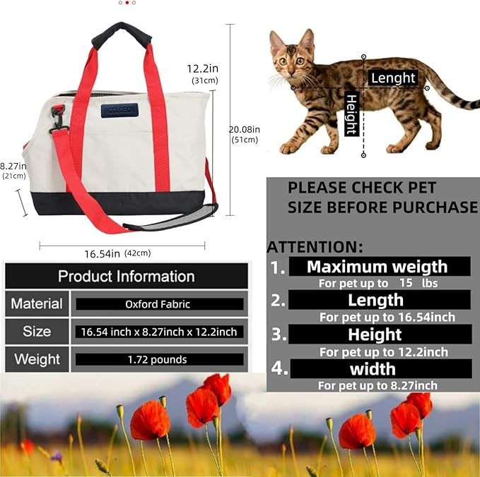 Accloeon Dog Purse Carrier for Small Dogs。Waterproof Lining, Breathable Mesh, Large Pockets - Lightweight Oxford Pet Tote Bag Carrier。Lightweight Cat Carrier - Versatile Small Pet Bag