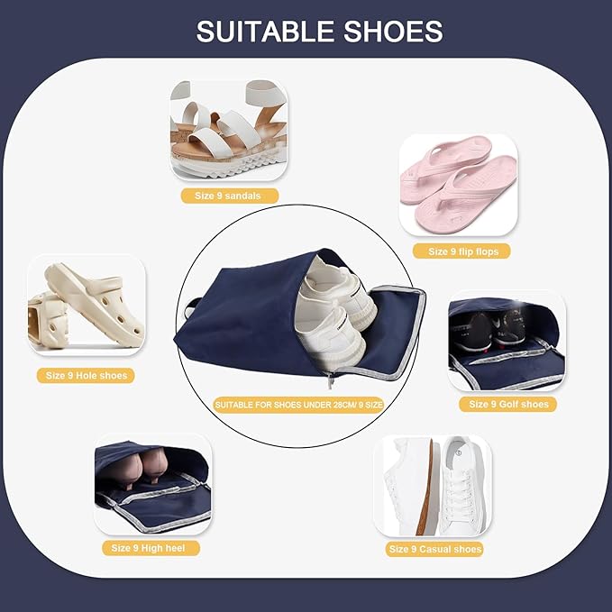 MOGARBRO Shoe Bags for Travel Storage Bag Organizer Bags Travel Accessories Must Haves Shoe Organizer Packing Cubes Beach Swim bag Daily Use Storage Travel Essentials Women Men Navy blue