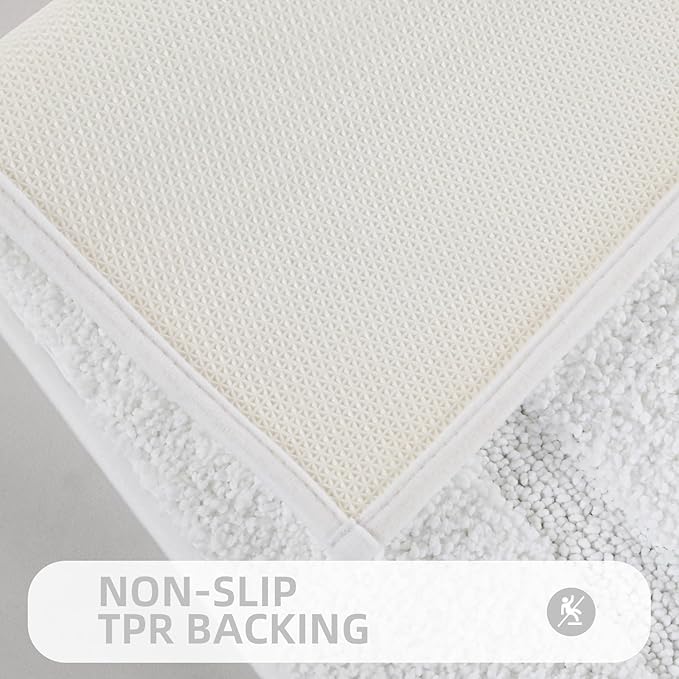 ZOESIOER Bathroom Rugs Sets 2 Piece, Ultra Absorbent Soft Bath Rug, Machine Washable Microfiber Non-Slip Bath Mat for Bathroom Floor, Tub, Toilet, Shower Room, White