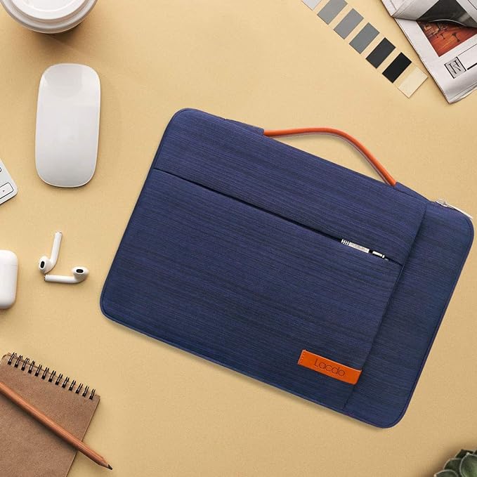 Lacdo 360° Protective Laptop Sleeve Case for 13 inch New MacBook Air M4 A3240 2025, M3 A3113, M2 A2681, M1 A2337 | 13" MacBook Pro M2/M1 A2338 A2251 | 13" iPad Pro M5 / iPad Air M3 Computer Bag, Blue