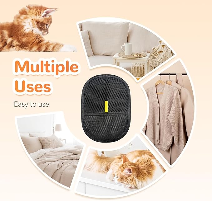 EveryNest Pet Grooming Gloves, for Dogs and Cats Hair Removal Reusable Cleaning Brush Electrostatic Fur Mitts for Furniture Bedding Sofa (2PCS)