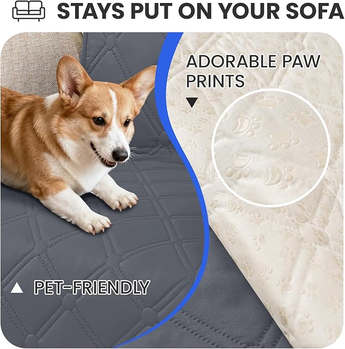 CYCMACO Waterproof Dog Bed Cover, Non-Slip Dog Blanket for Couch, Couch Covers for Dogs Washable, Pet Blanket for Furniture, Pet Bed Mat for Sofa, Car, Pet Supplies (82x82 Inch, Dark Grey)