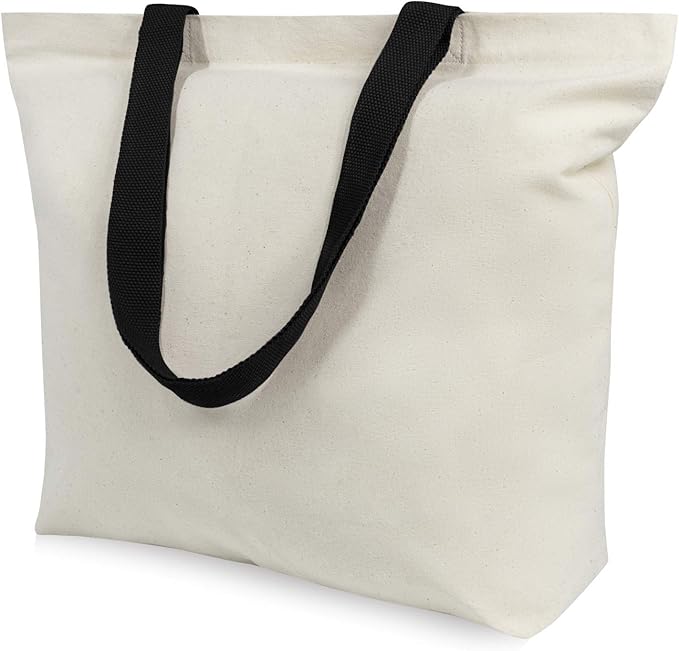 TOPDesign 12-Pack Canvas Tote Bags with Magnetic Snap, Reusable Grocery Shopping Bags, DIY Your Creative Designs