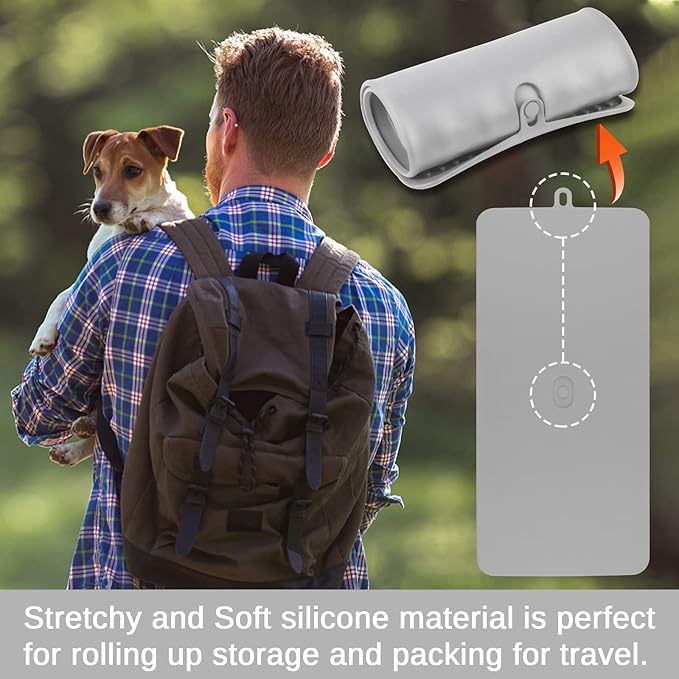 Dahaiwua Pet Placemat for Dog and Cat,Mat for Prevent Food and Water Overflow,Portable and Foldable Mat,Suitable for Medium and Small Pet Placemat for Dog and Cat(Grey)