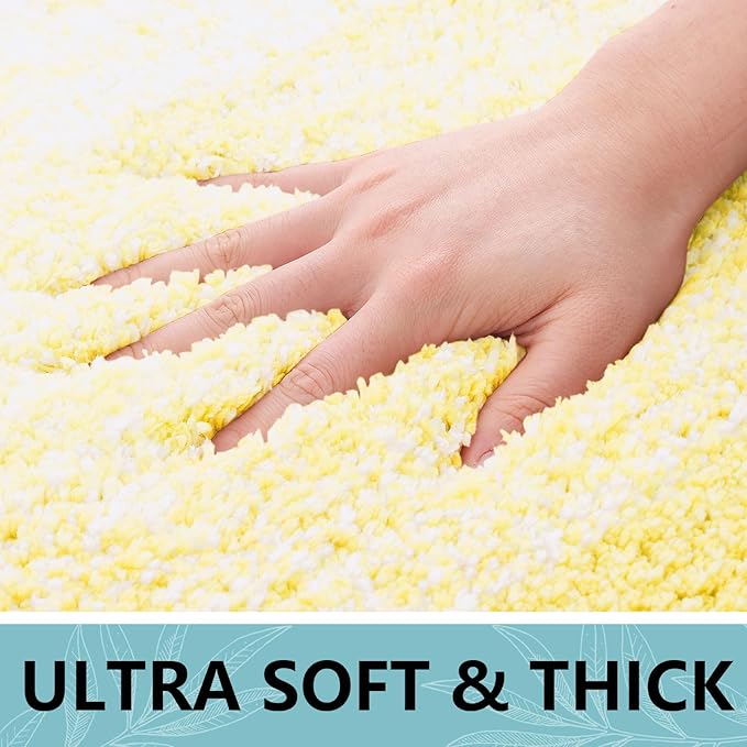 Arotive Microfiber Bathroom Rugs, Shaggy Soft and Absorbent Bath Rug, Non-Slip, Thick Plush Machine Washable Dry Bath Mats for Bathroom, Tub and Shower, 24x16, Light Yellow, Rectangular