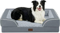 Casa Paw Orthopedic Dog Beds for Large Sized Dogs, Waterproof Memory Foam Large Pet Bed with Sides 35x22Inch, Non-Slip and Egg-Crate Foam Big Dog Couch Bed with Removable Washable Cover, Grey