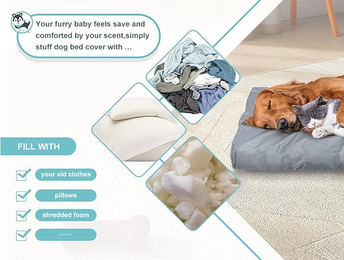 Explore Land Scratch Resistance Dog Bed Cover Canvas Washable Dog Crate Pad Replacement Cover, 36Lx23Wx3.5H inch, Charcoal