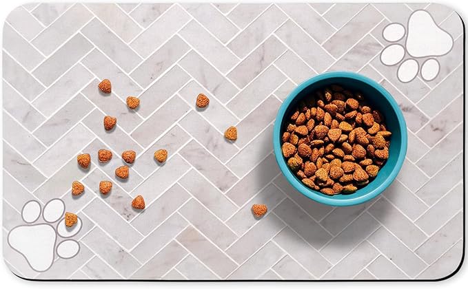 Dog Food Mats,Cat Absorbent Water Bowl Feeding Mats Pet Placemats for Food and Water Wood 16 * 24 inch