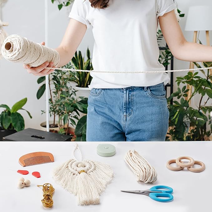 FREEBLOSS 3 Set DIY Macrame Angel Kit - Hanging Ornament Boho Wall Decor - Spring Gift for Mom Girls - Beginners DIY Kit