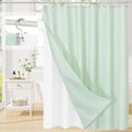 Craidlela 3 in 1 Extra Long Mint Green Shower Curtain Set-72 W x 84 H, Modern Waffle and PEVA Liner Set with 12 Stainless Steel Hooks, Waterproof Fabric for Bathroom