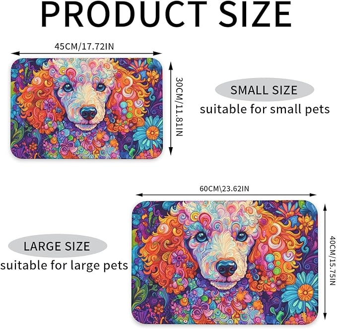 Poodle Food Mat for Floors Waterproof,Quick Dry Anti-Slip Dog Bowl Mats for Food and Water,Pet Feeding Mats,Pet Placemat for Messy Drinkers to Protect Floors,Pets Supplies 17.72×11.81in