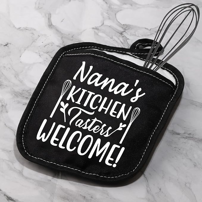 Best Nana Gift Grandma Pot Holders Nana's Kitchen Tasters Welcome Potholders (Nana's Kitchen Red)