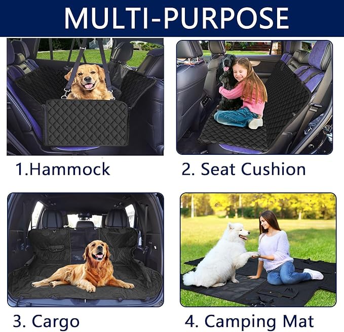 fidozen Extra Large Dog Car Seat Cover for Back Seat (59" W x 63" L) - XL Visual Mesh Window 100% Waterproof Dog Hammock for Full-Size Trucks & Large SUVs - Non-Slip 600D Heavy Duty Pet Seat Protector