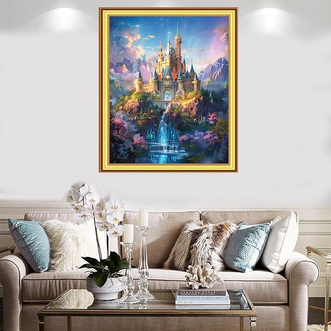 Foxnyart Stamped Cross Stitch Kits Full Range of Embroidery Needlework Starter Kits for Beginners Adults 11CT Embroidery Patterns Art Crafts DIY Needlepoint Kit-Magic Rainbow Castle 16x20 inchs