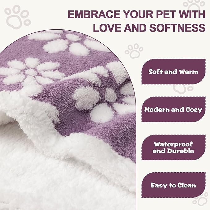 Yaning Waterproof Blanket for Dog Cat or Adult, Cute 3D Textured Flower Dog Blanket for Bed Couch Sofa, Soft Liquid Pee Proof Pet Furniture Protector, 60"x80", Purple