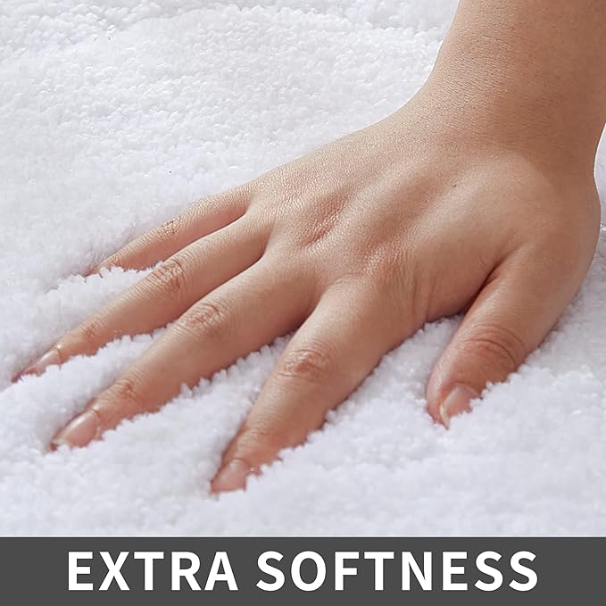 COSY HOMEER Extra Thick Bath Linen Sets Rugs for Bathroom - Anti-Slip Bath Mats Soft Plush 100% Strong Polyester Living Room Bedroom Water Absorbent(White,20x32 - Inches)