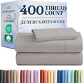 400 Thread Count Cotton Sheet Set - Twin Size 100% Cotton Sheets - Easily Fits 8" to 16" Mattress - Silky-Soft, Wrinkle Free, Breathable & Comfy - Deep Pockets & Hotel Quality Bedding Set - Light Grey