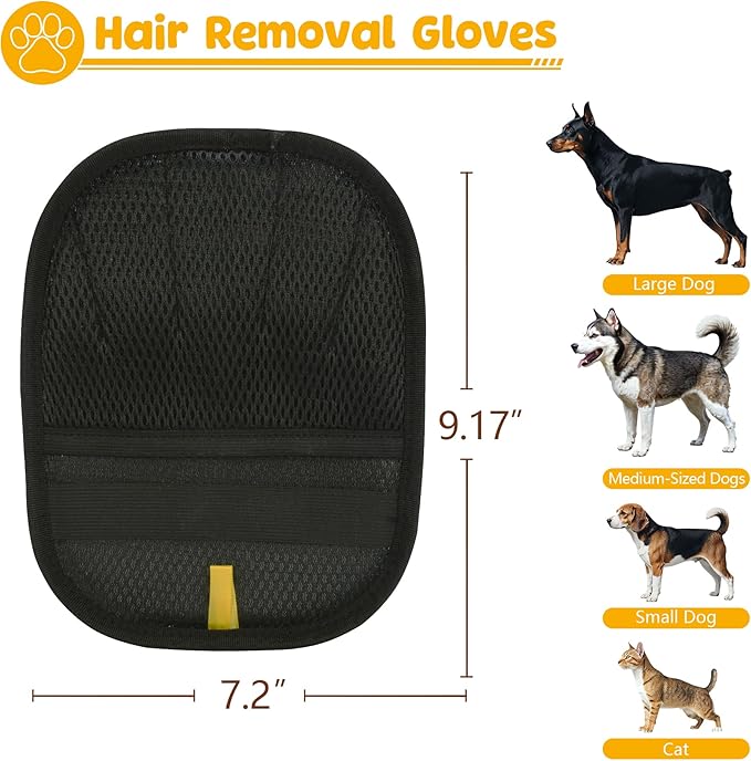 2025 Upgraded Pet Hair Remover Cat&Dog Grooming Tool Electrostatic Gloves Reusable Static-Powered Effortlessly Remove Fur from for laundry Clothes Furniture decor Car Seat Sofa Pet cooling mat bed (2)