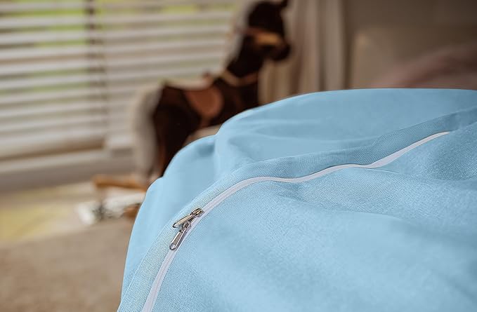 Wekapo Stuffed Animal Storage Bean Bag Chair Cover for Kids | Stuffable Zipper Beanbag for Organizing Children Plush Toys Large Premium Cotton Canvas (Solid Lightblue, X-Large)