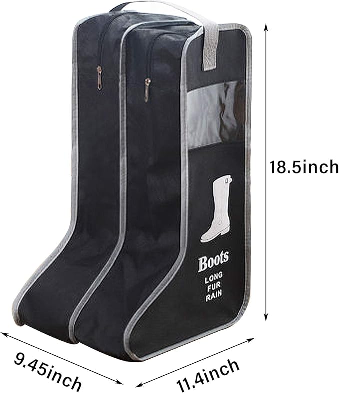 Satisfounder Portable Boot Storage Bags Dust Proof Shoe Bags for Storage,2 Pair Zippered Tall Boots Organizer Protector Bag with Handle for Home and Travel (Black)