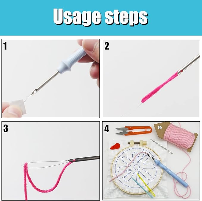 Allazone Punch Needle Kits, Punch Needle Coasters Kit, Punch Embroidery Kit with Felt Yarns Hoop Tools for DIY Coaster Crafts (Flowers)