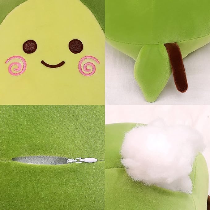 MMTTAO Stuffed Animal Avocado 15 Inch Plush Toys Squishy Snuggle Soft Kawaii Food Shaped Plushies Fruit Series Cute Dolls Collection Hugging Cushion Birthday Gifts for Kids Child Boys Girls, 15Inches