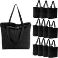 Segarty Black Canvas Tote, 12 Packs 16x15 inch Canvas Bags with Zipper, 12Oz Heavy Duty Reusable Plain Grocery Shopping Totes for Women Crafts Painting Embroidery, Gift Bags Bulk