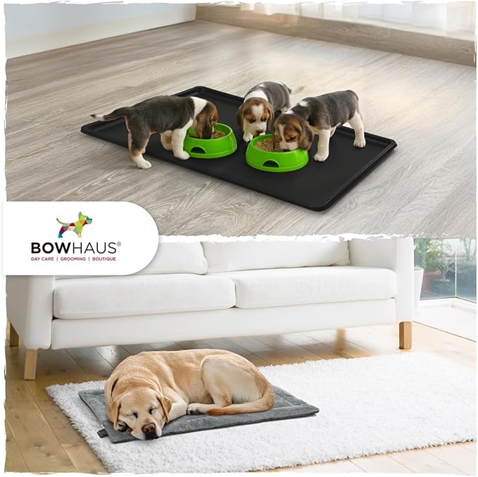 BOWHAUS Machine-Washable Dog Bed Pad & Tray for 42-Inch Kennel, Non-Slip Flat Cozy Sleeping Mat & Easy-Clean Plastic Replacement Crate Pan, Comfortable & Durable for Dogs, Rabbits, Cats, Various Pets